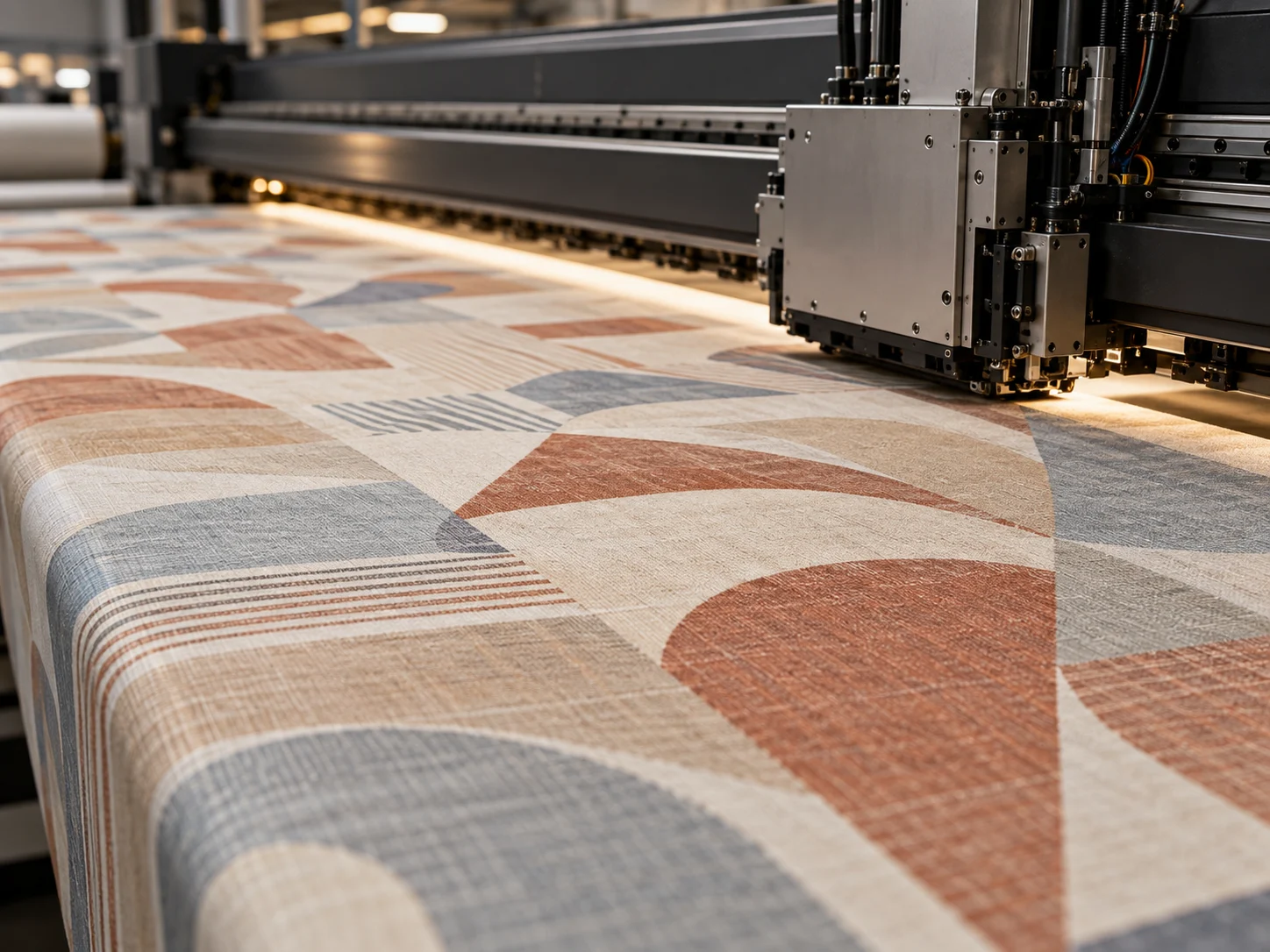 Illustrative close-up of a digital textile printing process